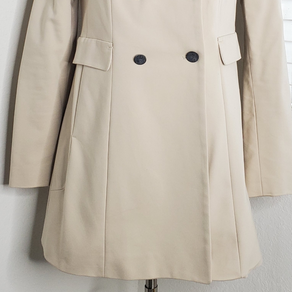 Zara Basic Collarless Double Breasted Coat L. - image 7